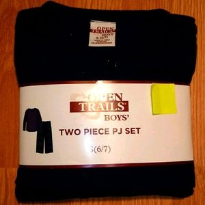NWT Boys 2-Piece Pajama Set (6/7) – Navy & Green | Open Trails | Size Small